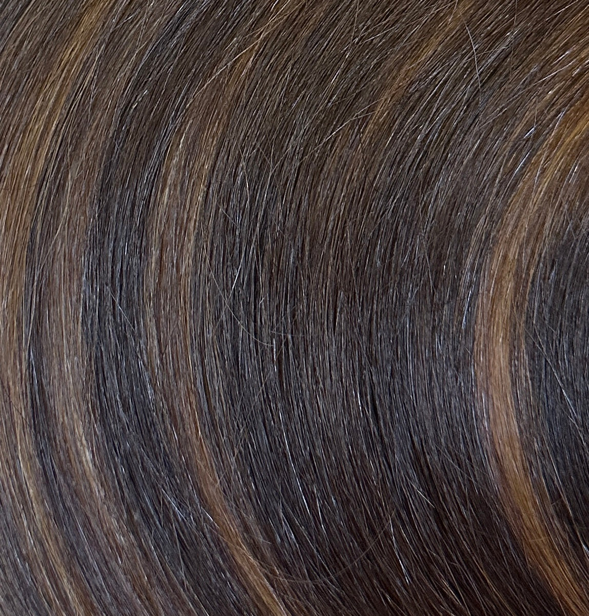 Hair in Bulk-Dark Brown Beige Blonde Highlights